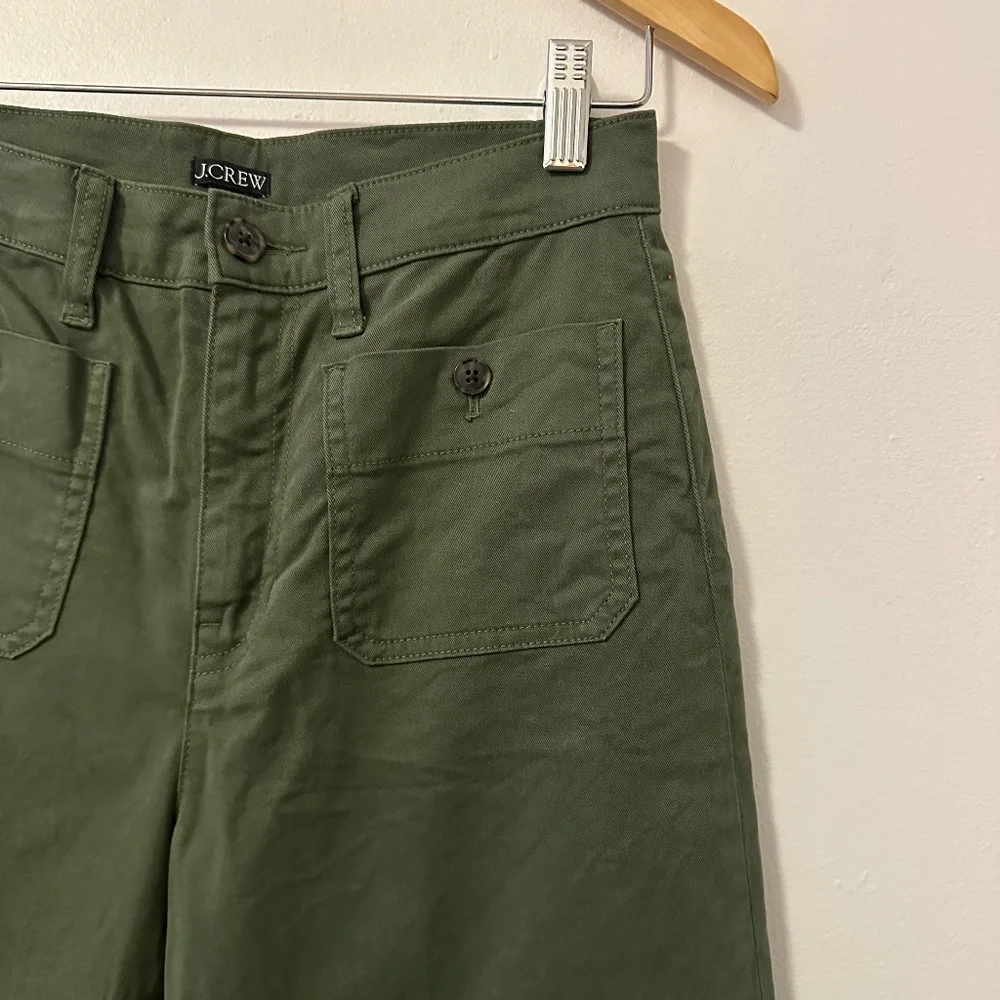 J. Crew Sailor Wide Leg Olive Green Pants | Size 25 - Picture 3 of 9